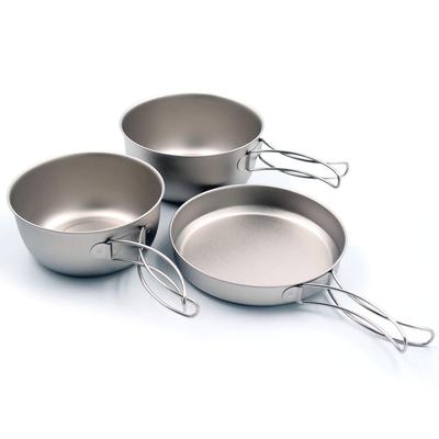 In Tsubame Village Blacksmith Pure Titanium Cooker 3-teiliges Set mit Aufbewahrungstasche Braten Kleiner großer Topf [Made Sanjo] MK-6023 Pfanne, Topf,