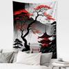 Forest Pagoda Landscape Tapestry Wall Hanging Simple Art Bohemian Modern Art Living Room Bedroom Home Decor Background Cloth