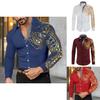 Men Long Sleeve Shirt With Metallic Print For Casual Wear And Spring Fashion