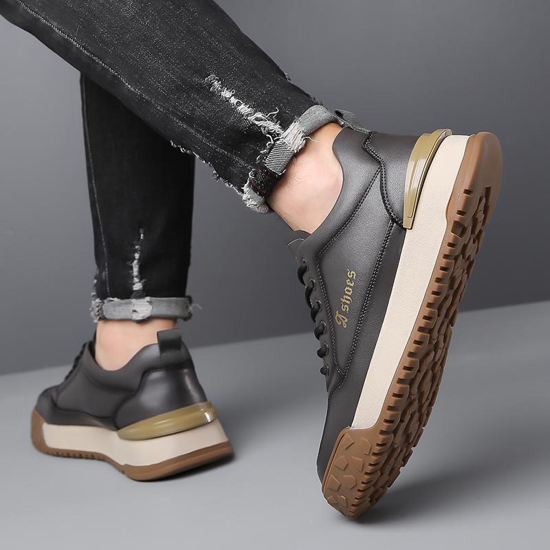 Herrskor Designade Sneakers Nya Högkvalitativa Läder Flats Bekväma Casual Utomhusskor Skateboardskor Herr Casual Skor