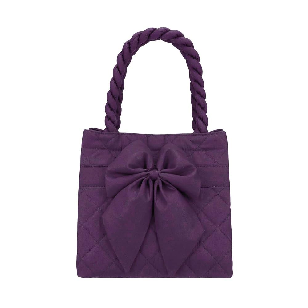 Naraya Ribbon Bag, Cube Shape (Water-Repellent) (Dark Purple)