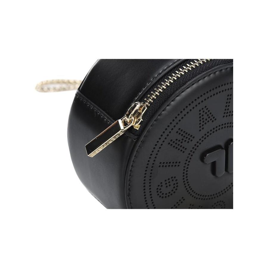 FILA Textured Commuter Chain Polyurethane Mini Round Shoulder Crossbody Bag Women bags Black F13W229167F-BK