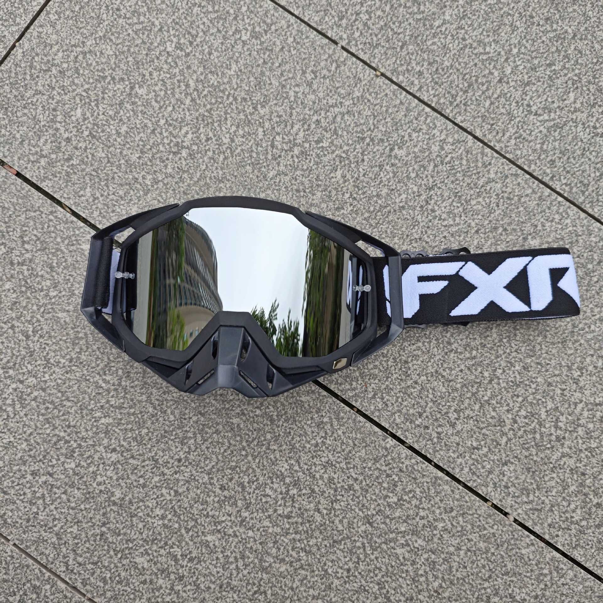 

Мотоциклетні окуляри FXR, захисні окуляри для бездоріжжя, вітрозахисні спортивні окуляри, шолом, 100% підходять для катання на велосипеді та катання на лижах на відкритому повітрі All black silver sheet-FX