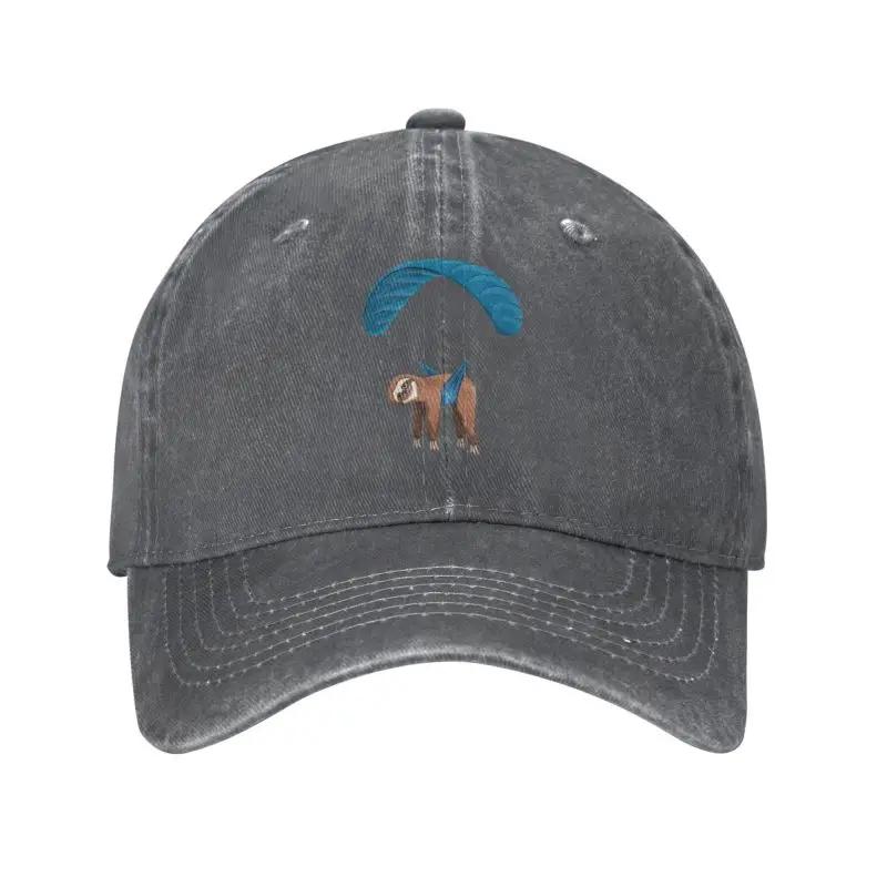 Custom Punk Unisex Cotton Paragliding Flying Sloth Skydiving Paraglider Baseball Cap Adjustable Dad Hat for Unisex Women Outdoor