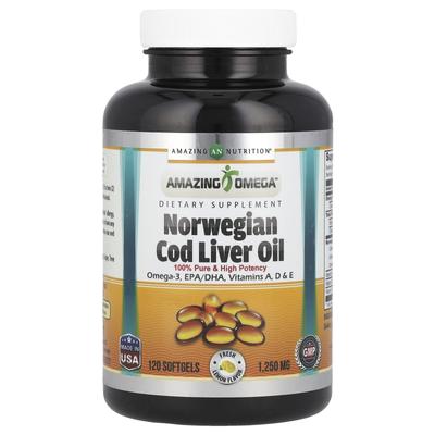 Norwegisches Lebertran, Zitrone, 1.250 mg, 120 Weichkapseln