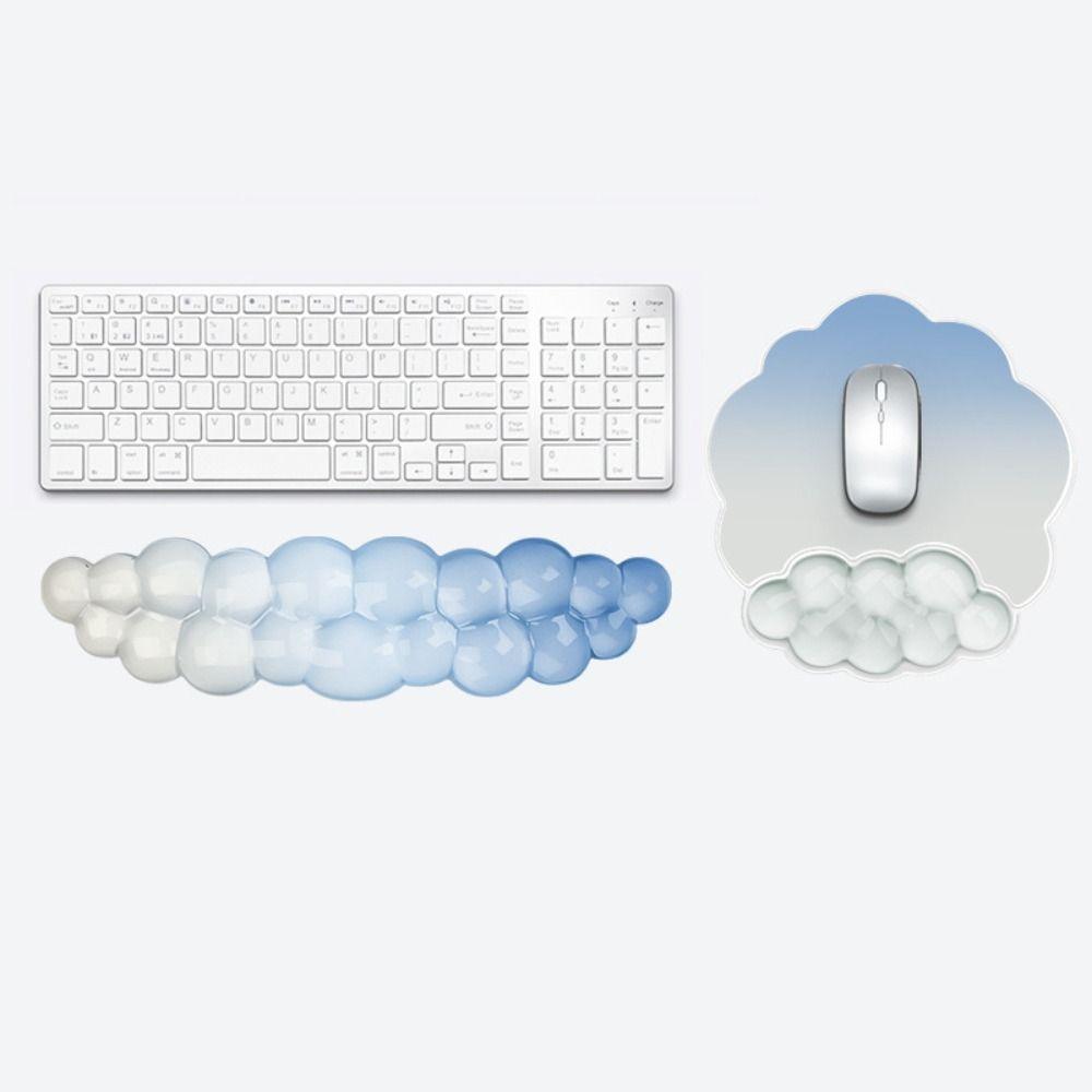 Portable Gradient Wrist Rest Mouse Pad Cloud Shape Transparent Silicone Wrist Support Pain Relief Soft Keyboard Wrist Pad Office