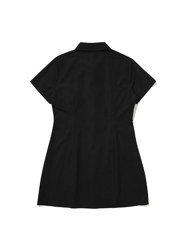 BBC EARTH W Knit Collar Point Woven Dress_Black