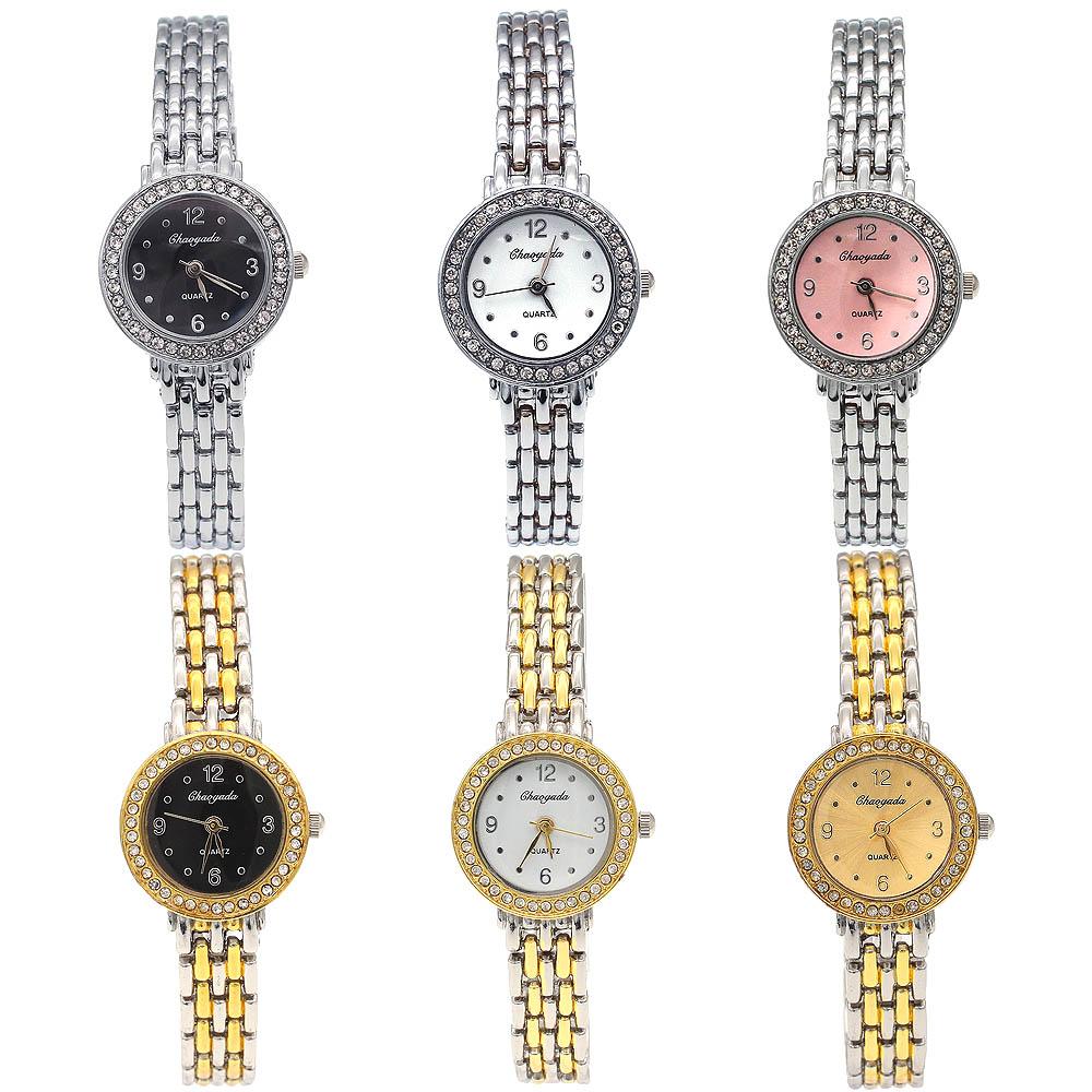 10pcs Mixed Lot Colors High Quality Fashion Ladies Women Girls Watch Stainless Steel Crystal Dress Quartz Wristwatch Cheap Watch
