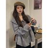 Fashionable New Long-sleeved Plaid Shirt for Petite Women Internet Celebrity Trend