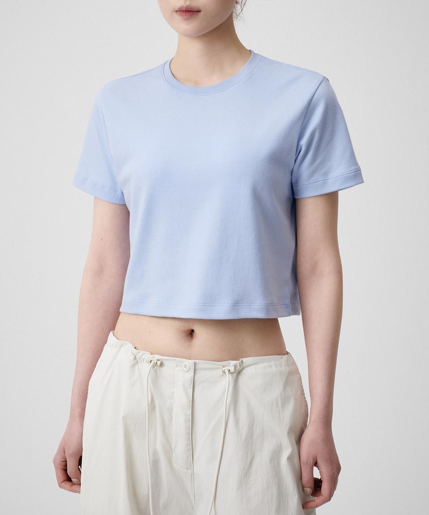 MUSINSA STANDARD WOMAN Women'S Crew Neck Crop T-Shirt [Serenity Blue]