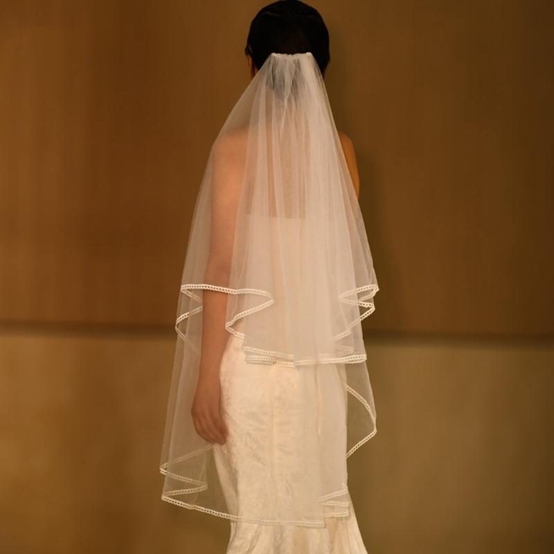 Long Wedding Veil Lace Veils with Hair Comb Wedding Hair Accessories White 2-Layer Wedding Veil