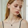 Of Lavishe 925 Silver Vintage Lace Pendant Black Chain Necklace