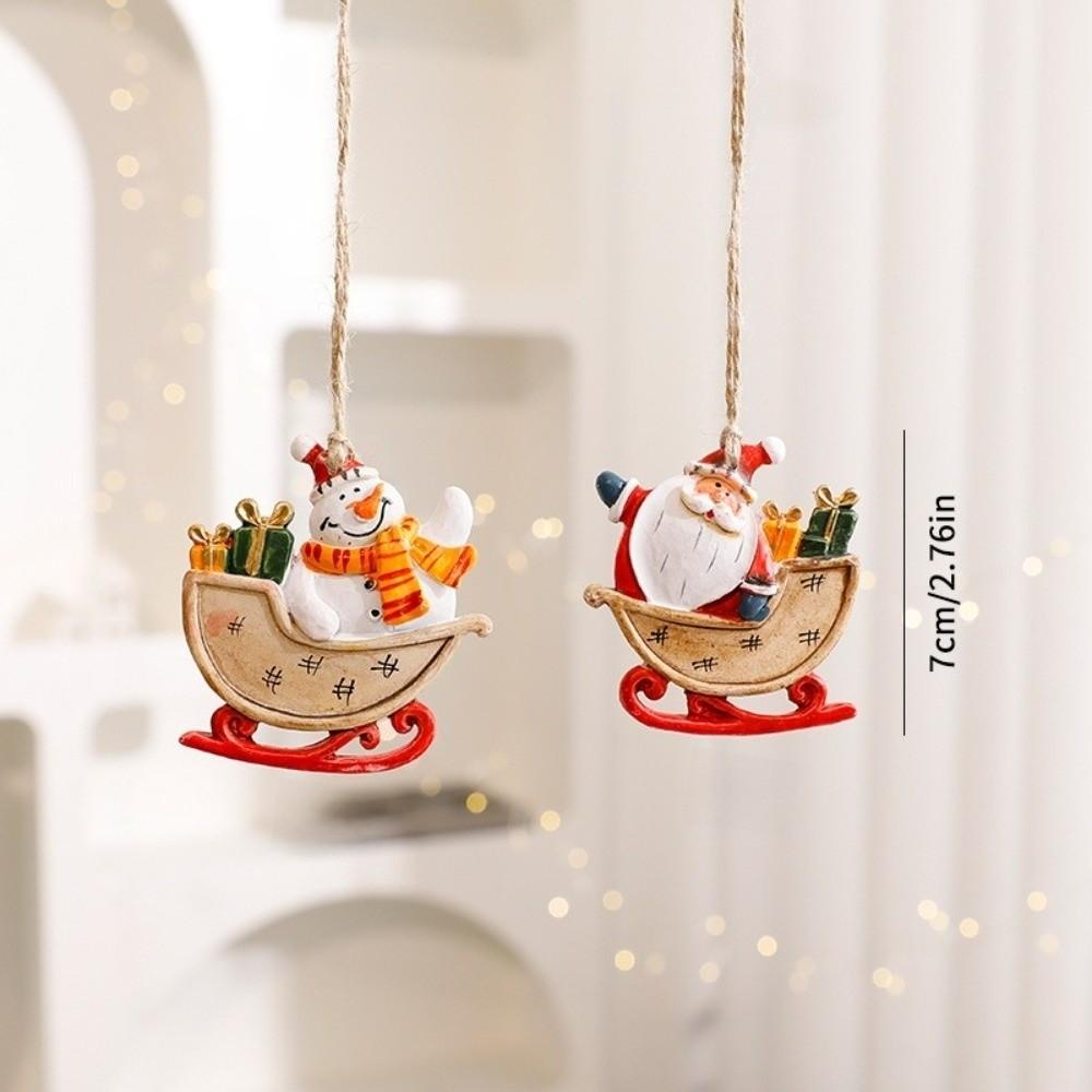 New Resin Christmas Tree Hanging Pendant Santa Claus Snowman Small Xmas Tree Ornaments DIY Christmas Decorations Party Supplies