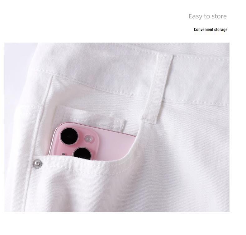 Women's White Wide-Leg Jeans: New Spring 2025 Slimming Pear-Shaped Loose Straight-Leg Trousers