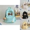 Solid Color Cute Sausage Dog Embroidery Pattern Student Backpack With Star Pendant