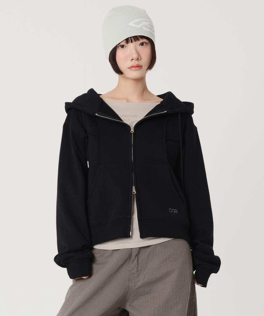 Peace Maker Low Cut Heavy Sweat Zip-Up Hoodie (Black)