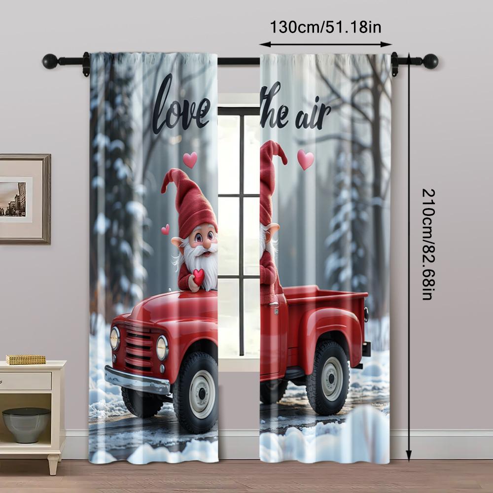 2pcs, Light Filtering Curtains Valentine's Day Polyester Woven (without rod) Stuff Clearance Ldeal for Bedroom, Living Room,