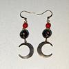 Agate And Copper Bead Crescent Star Earrings, Suitable For Women To Wear, For Casual Outfits, And As Party Decorations.