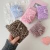 Cute Plush Leopard Pattern Snap Card Bag for Girls Mini Storage Wallet Coin Wallet Pendant Earphone Bag Women's Gifts
