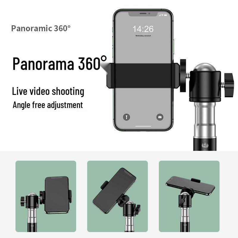 Telescopic Selfie Stick Tripod with Phone Holder & Fill Light for Outdoor Live Streaming