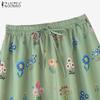 ZANZEA Women Casual Elastic Waist Loose Floral Long Skirts