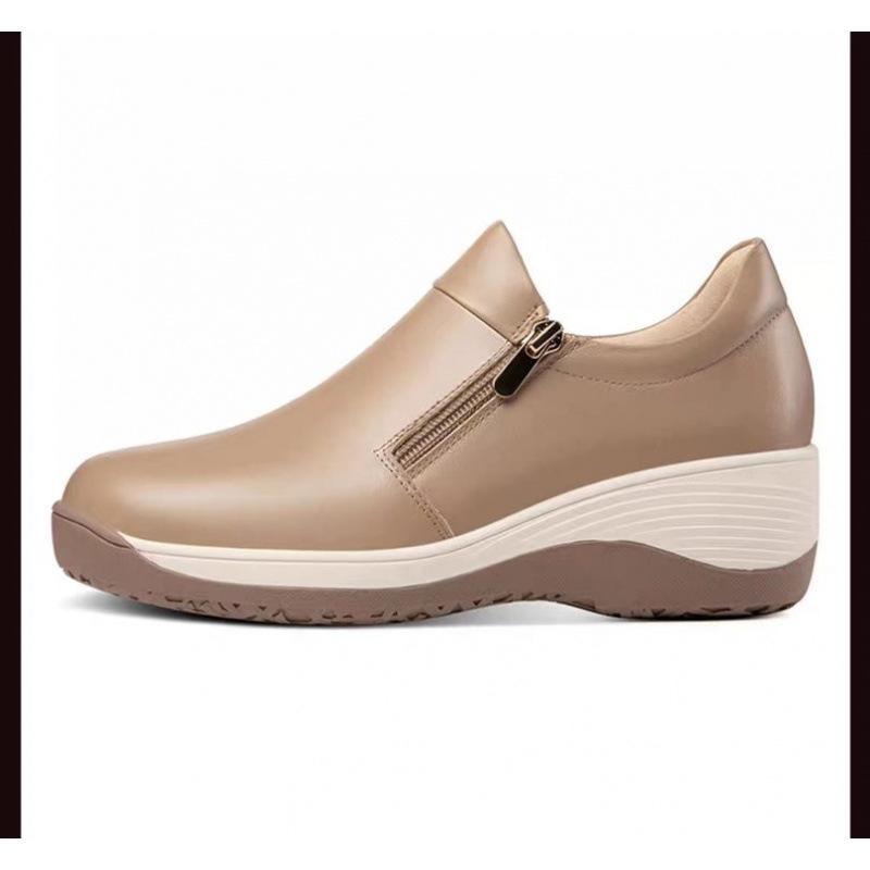 

2025 autumn new Korean version platform wedge heel mother shoes women s single shoes fashion versatile casual lazy shoes 35 абрикосовый