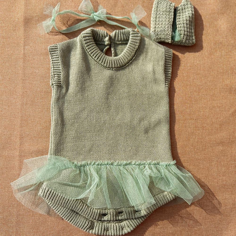 Reborn Baby Doll with Soft Rubber, Long Hair, Green Gauze Skirt, Waterproof Toy Companion, Little Princess