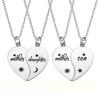 2Pcs Father Daughter Son Heart Matching Necklace Stainless Steel Mother And Children Jewelry Gifts