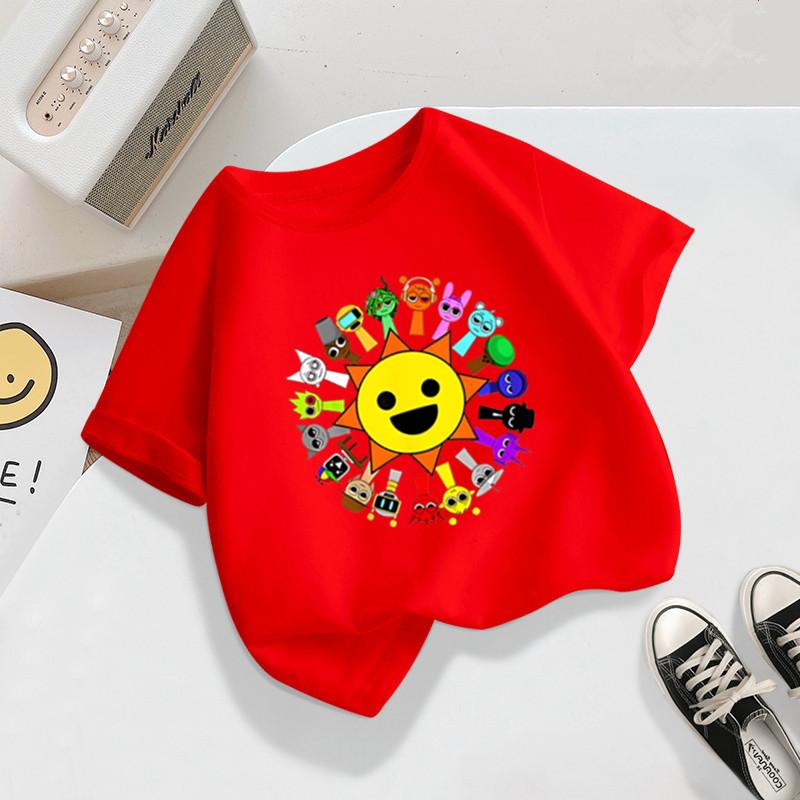 Summer Kids T Shirt Anime Sprunki Graphic Shirt Boys Girls Horror Games Tops Short Sleeve Wild Tee Cartoon Sprunki T-shirts