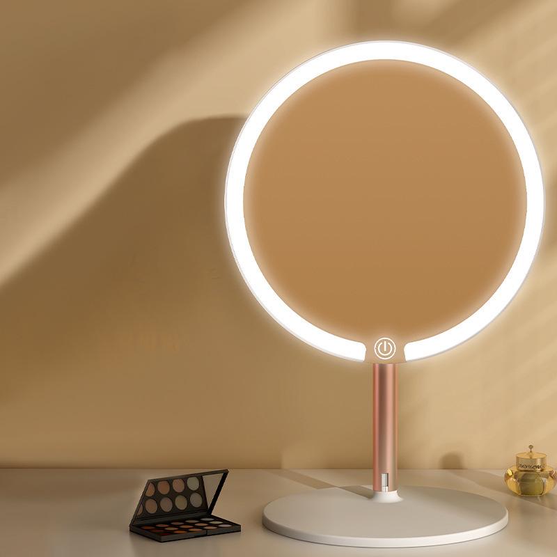 Rechargeable LED Vanity Mirror with Lights - Light Luxury Dorm Desktop Makeup Mirror