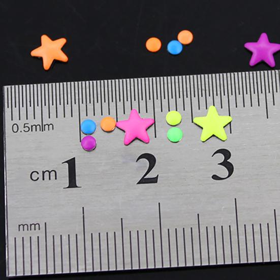 Mixed Color Flat Back Star & Half Round DIY Nail Art Tips Decoration Wheel