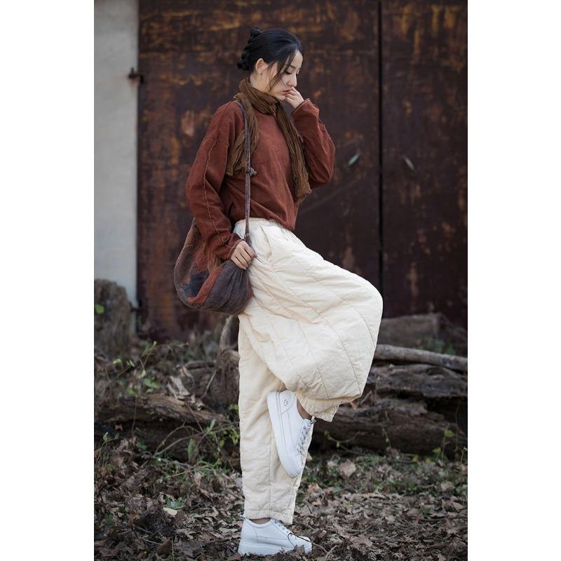 Women's Down Cotton Pants Thickened Warm Winter Wide-leg Pants Fashion All-match Casual Pants