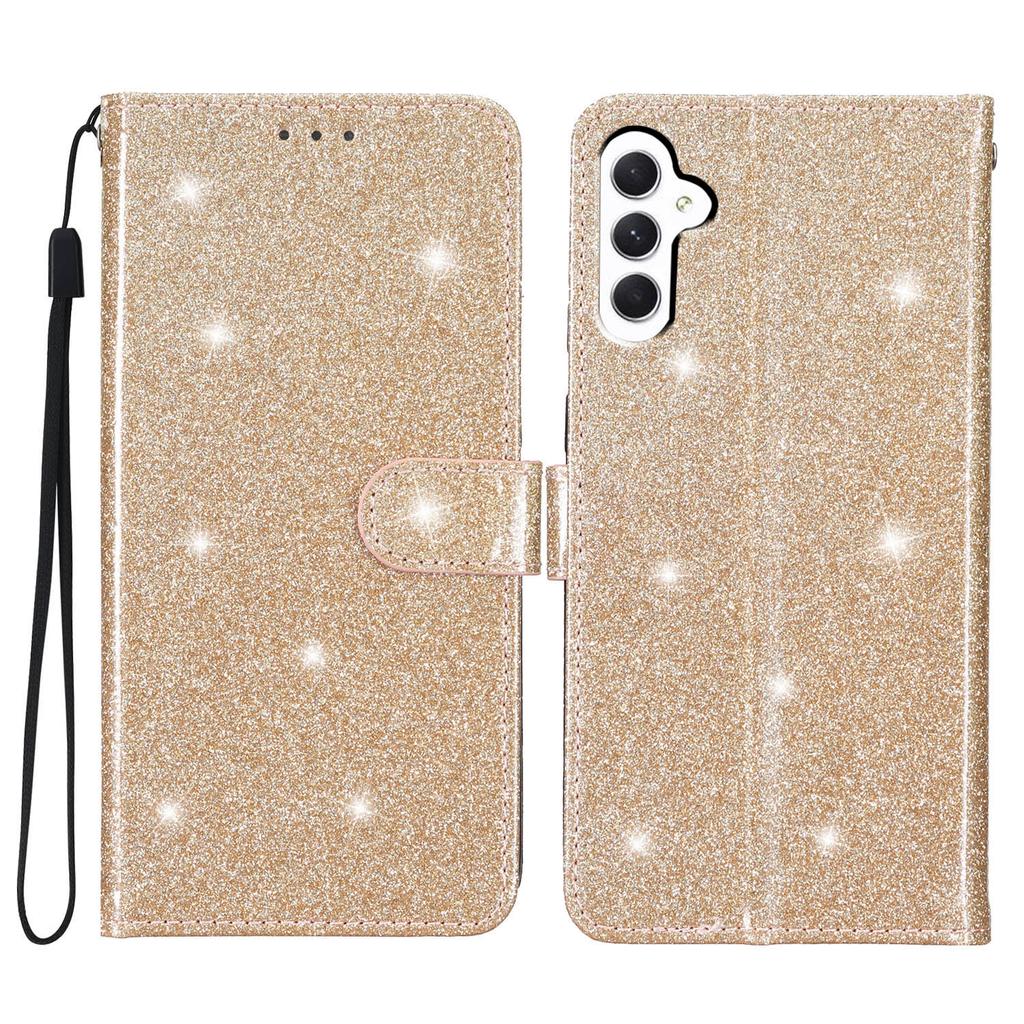For Samsung Galaxy A25 5G (Global) (161.0 X 76.5 X 8.3mm) Glittery PU Leather Case Wallet Stand Anti-scratch Phone Cover