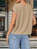 Women's Cap Sleeve Crop Tank Top Crew Neck Loose Fit Basic Vest with Pockets