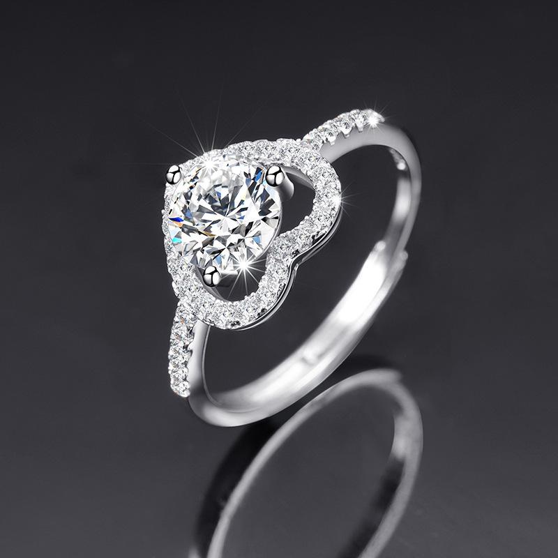 2025 Classic 1-Carat Moissanite Heart Ring for Women - Proposal, Wedding, Birthday Gift