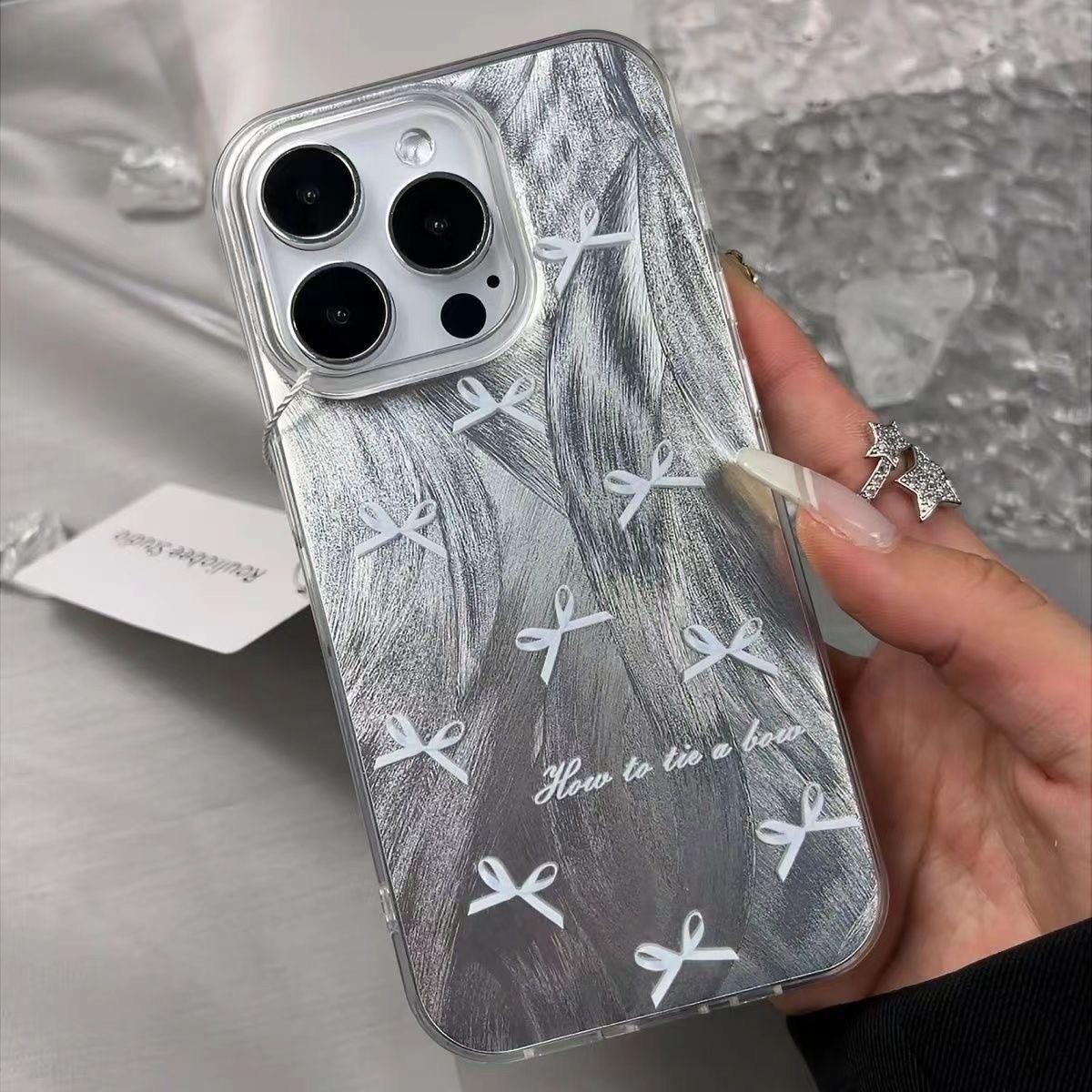 

Premium Laser Cut Gauze Bow for iPhone 11-15 Cases iPhone 16 Plus