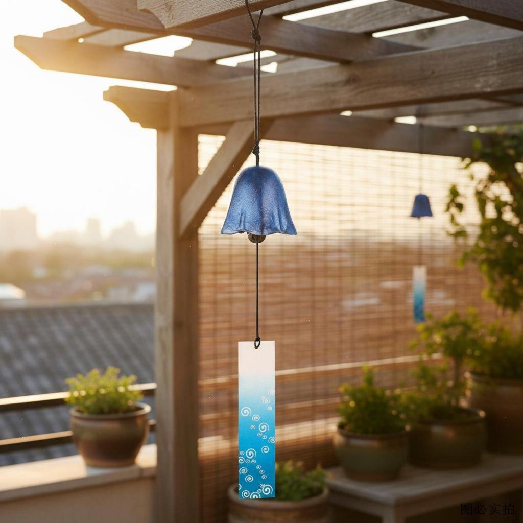 Cast Iron Wind Chime Soothing Sound Japanese Design Bell Easy to Hang Mount Fuji Painted