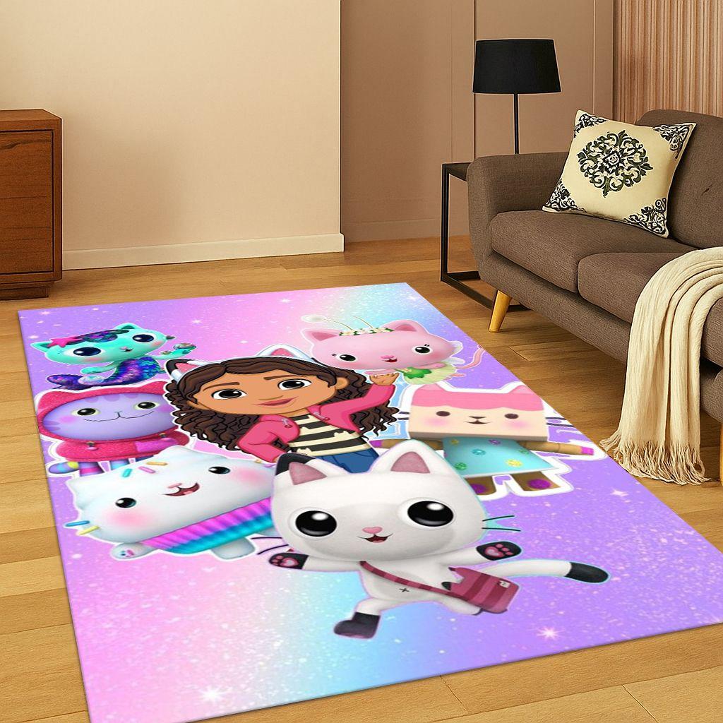 Roztomilý Gabbyin domeček pro panenky Kreslená holčička Koberec Kobereček do ložnice Obývacího pokoje Pohovky Rohožka Domácí dekorace, Kobereček pro dětskou herní zónu Protiskluzový Dárek
