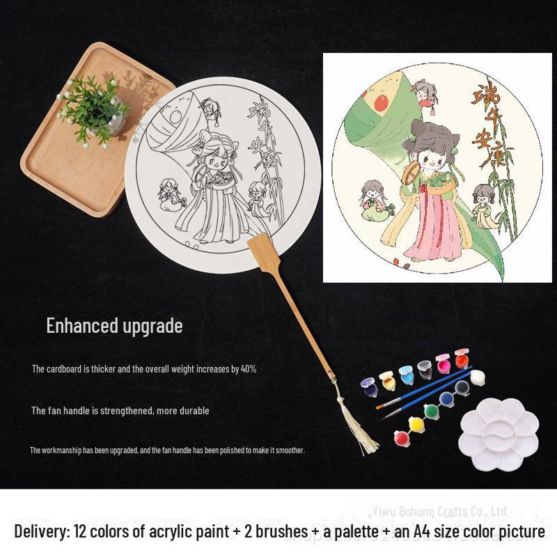 Thickened Rice Paper Round Fan for Chinese Watercolor & Calligraphy: DIY Ancient Ink Painting Kit