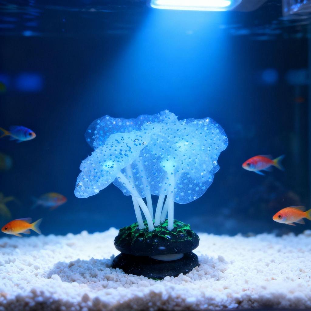 Corallo Anemone Falso Fluorescente in Silicone Luminoso per Decorazione Acquario