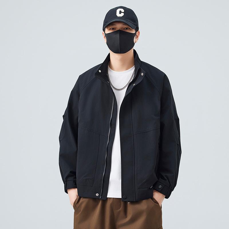 Men'S Coat New Youth Casual Versatile Jacket Popular Stand-Up Collar Spring And Autumn Tooling Trendy Coat Men