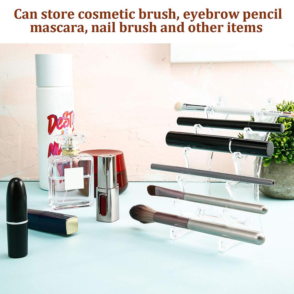 Set of 4 Pen Display Stand Plastic Pen Holder Pen Display Stands 6 Slots Pen Display Stand Eyebrow Pen Stand Makeup Brush Rack Organizer for Home Sch