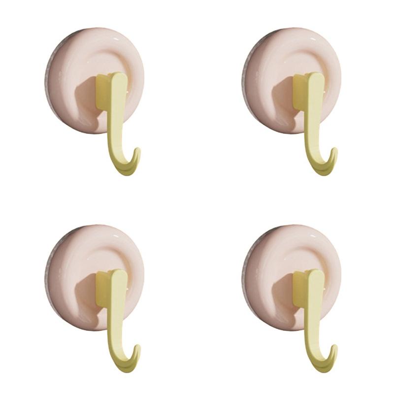 

4 шт. Многоразовые круглые вакуумные присоски Крючки Разноцветные бесшовные настенные вешалки Аксессуары Без пробивания Дверные крючки Туалет розовый