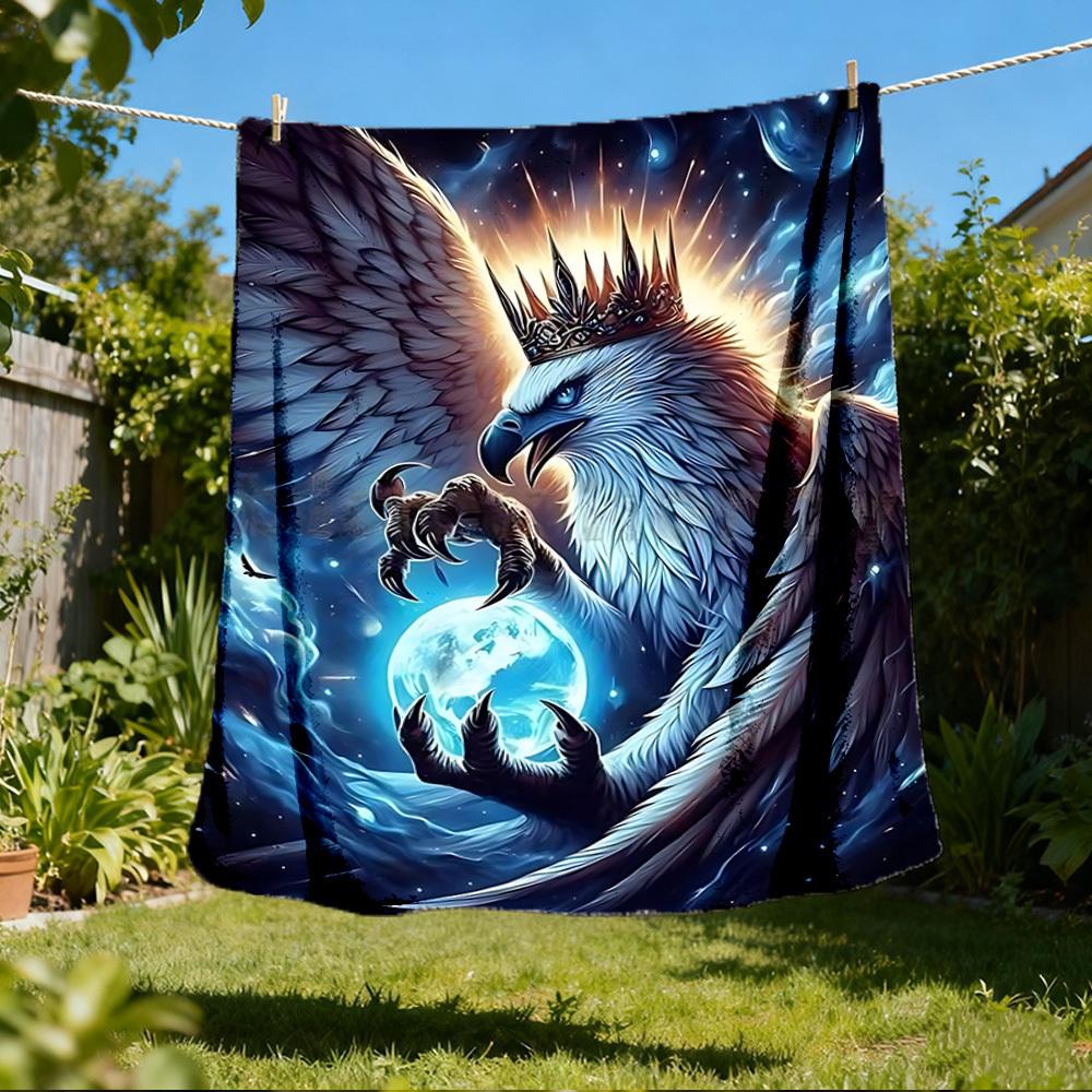 1pc Eagle, Fantasy Art Throw Blanket Polyester Fiber, Lightweight Flannel, Soft & Warm, All Season Use for Outdoor, Camping Digital Print
