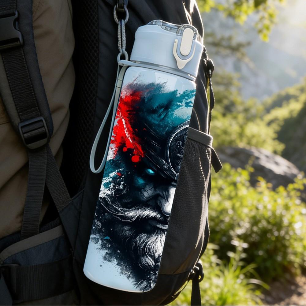 1PC Splash Art Black Wolf Pattern 750ml Color Plastic Sports Water Bottle Leakproof Flip Straw Lid Suitable for Sports Office Home Use