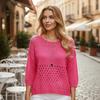 Crochet Knit Knit Sweater Round Neck Hollow Out Top Fashion Beach Cover Up  Beach Vacation