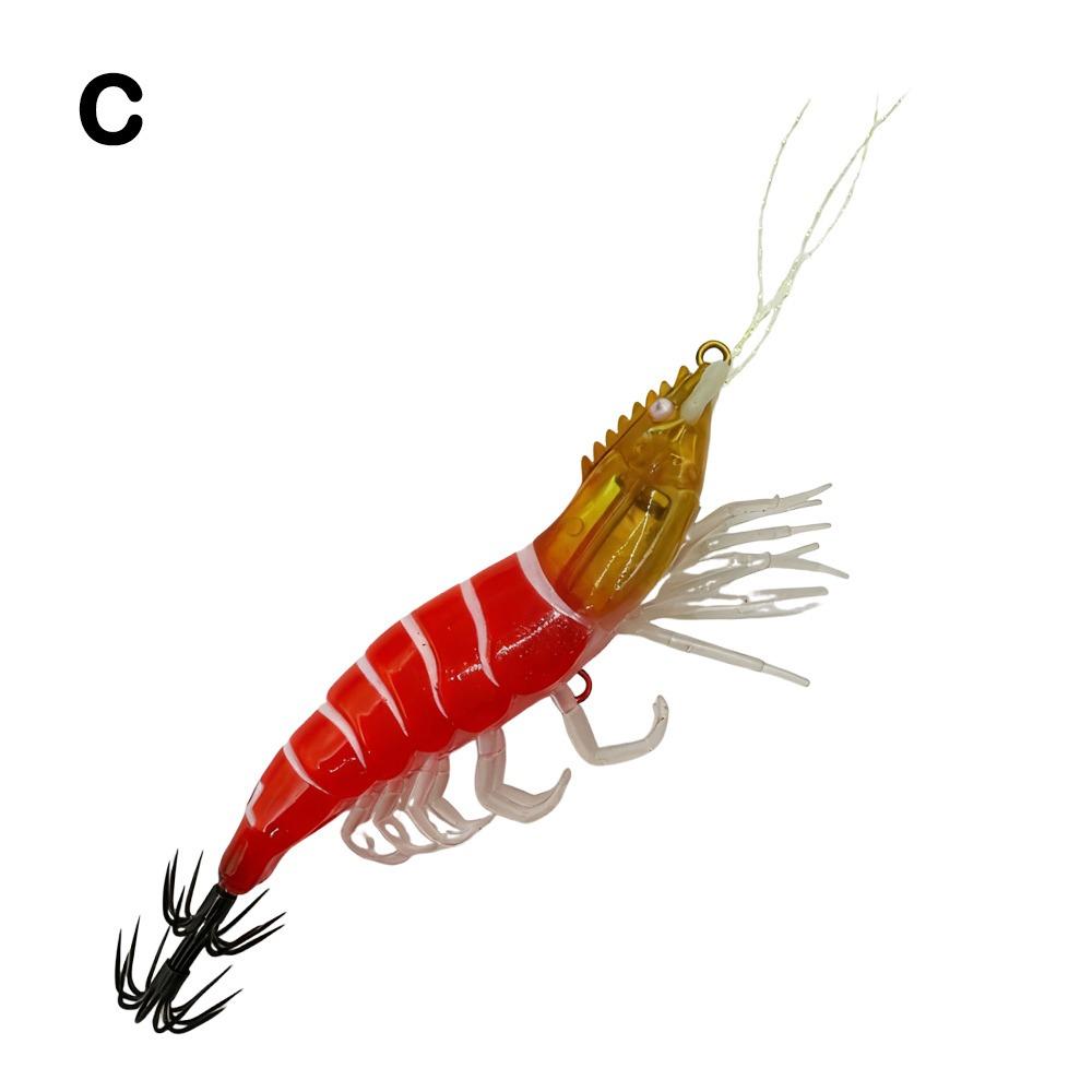 Shrimp 10.9g 80mm Squid Jig Luminous Horizontal Slow Sinking Lure Webfoot Wood Shrimp Artificial Calamar Cuttlefish Fishing