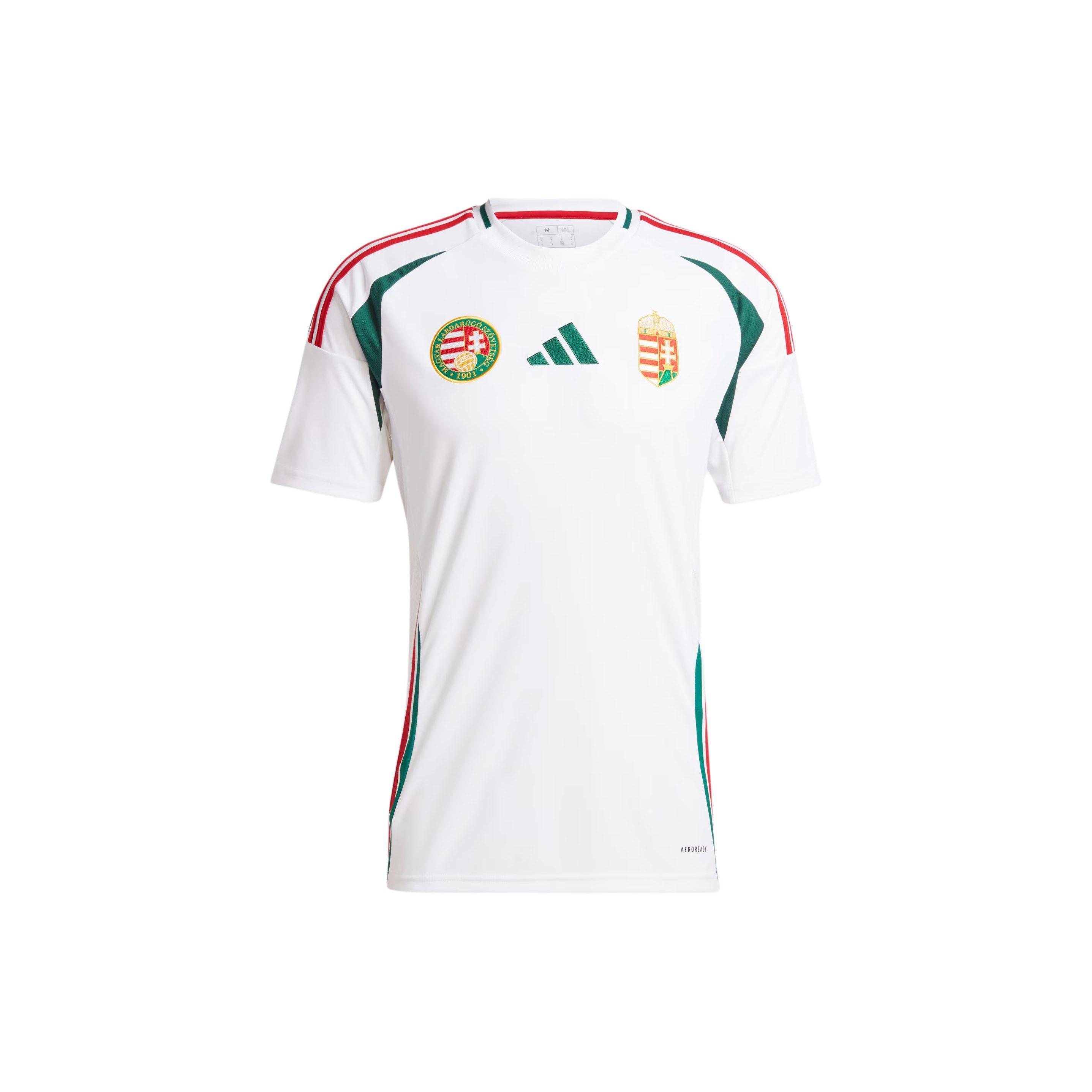 

Adidas Hungary 24 Away Jersey Logo Print Striped Color Block Short Sleeve Football Shirt Men Football Shirt White IQ2392 L