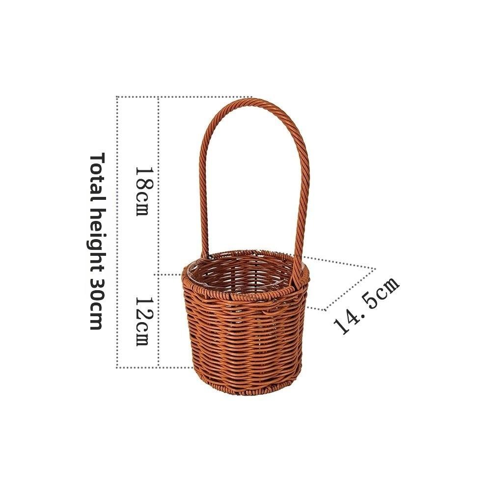 With Handle Imitation Rattan Handhold Household 7 Styles Weaving Flower Basket Handwoven Vegetable Fruit Flowers Holder