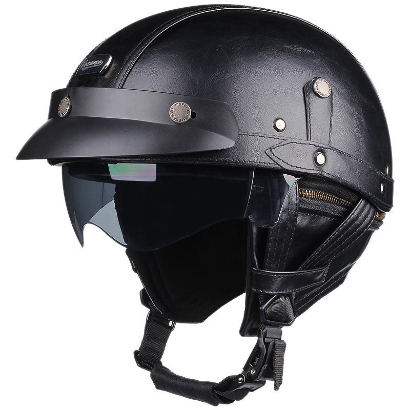 

Japanese-style retro helmet for men, large size, for scooters and motorcycles, safety helmet for women, cruiser half helmet, summer M чёрный